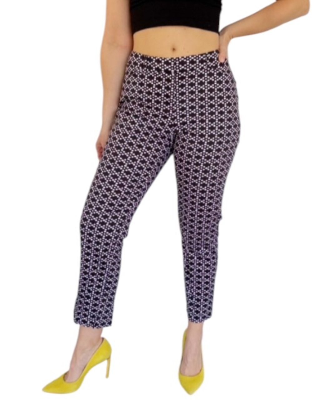 Zac & Rachel black white abstract geometric print cotton crop pants size 10